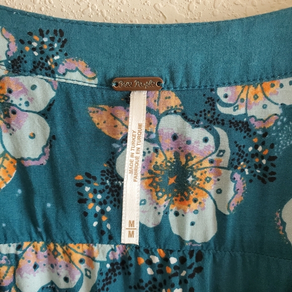 Free People Tuscan Dream floral blue boho tunic - Picture 6 of 10